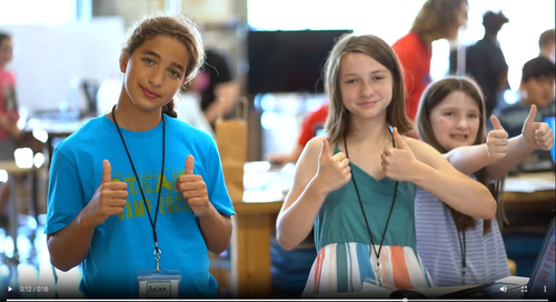 This video shows students actively participating in STEAM field trip activities at the Hub.